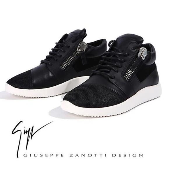 Giuseppe Zanotti Megatron Nero Black leather mesh Sneakers Size 36 MSRP: $795 - Picture 1 of 13
